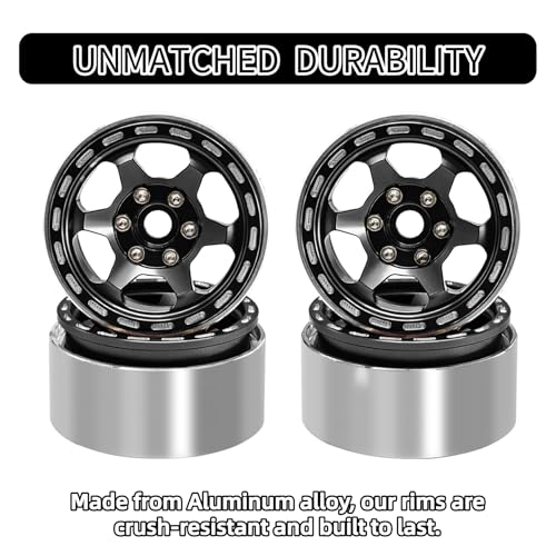 1.9 Beadlock Wheels, 4pcs Black | Aluminum RC Rims Hub with Positive Offset 12mm Hex for 1/10 RC Crawler Axial SCX10 II III 90046 AXI03007 Traxxas TRX4 TRX6 - color: Retro Style-black