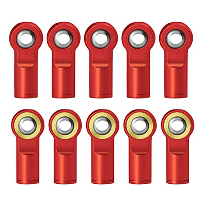 QUE-T 10Pcs Metal Left-Hand Thread Link Rod End M4 Ball Joint Head for RC Crawler Car Boat (Red) - color: Red