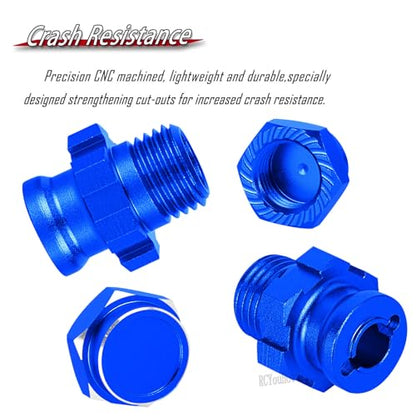 RC Upgrades Part Aluminum 17mm/12mm Wheel Hex/Nuts/Wheel Wrench for 1/8 Jato 4X4,1/10 Rustler/Slash/Stampede/Hoss 4X4 4WD VXL,Hex Hub Adapters Hops Up,Navy Blue(#9069#9086) - color: Navy Blue-(for 1/10）