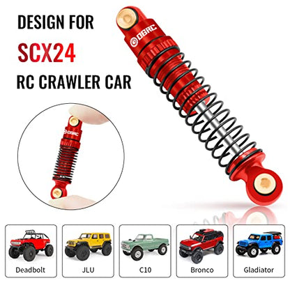 OGRC Shocks Absorber Oil Threaded Damper Aluminum Front & Rear Shocks for Axial SCX24 C10 JLU Deadbolt Gladiator Bronco Upgrade Parts (Red) - color: Red