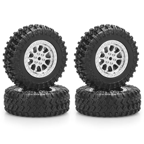 1/12 RC Rubber Tires, daitoku RC Car Tires and Wheels for 1/12 WPL B14 B24 C14 C24 MN D90 D91 D96 D99 - Style C (Silver) - color: Silver
