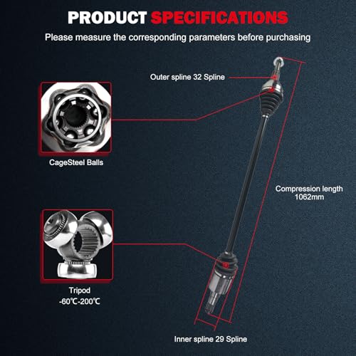 CCIYU Front Right CV Axle Shaft for Chrysler Town & Country 2008-2010 | CV Axle for Dodge Grand Caravan 2008-2010 & for Volkswagen Routan 2009-2010 - Replace# NCV12501 - size: 17-9574