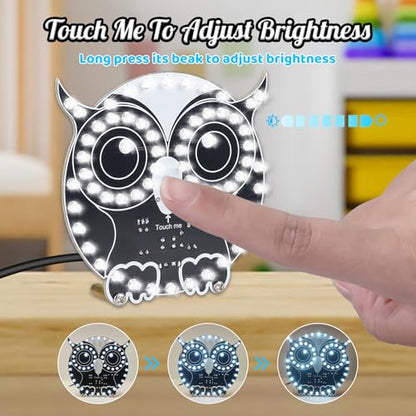Touch Control LED Owl Soldering Kit, ICSTATION Owl Light Soldering Learning Kit With 3 Light Modes Brightness Adjustment Soldering Project for Adults College Students Solder Education
