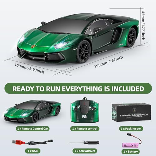 MIEBELY 1/24 Licensed Lamborghini Aventador RC Car Model Toy for Boys 6-12 | Officially licensed;2.4GHz control;LED; rechargeable 3.7V battery;sturdy ABS; indoor/outdoor play; gift for boys & collectors - style: Lamboghini LP700