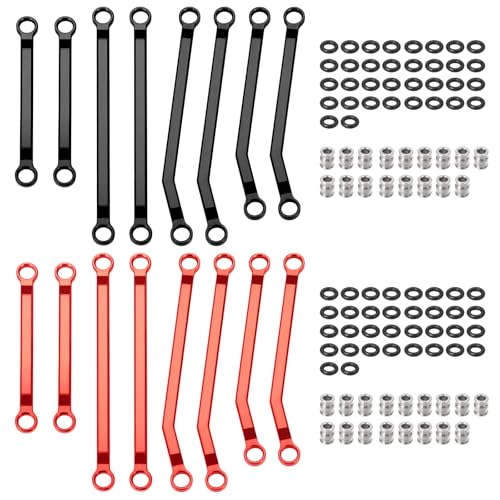 8Pcs High Clearance Chassis Linkage Kit for 1/18 Redcat Ascent | Aluminum Steering Link Set,RC Upgrade Parts - style: Black