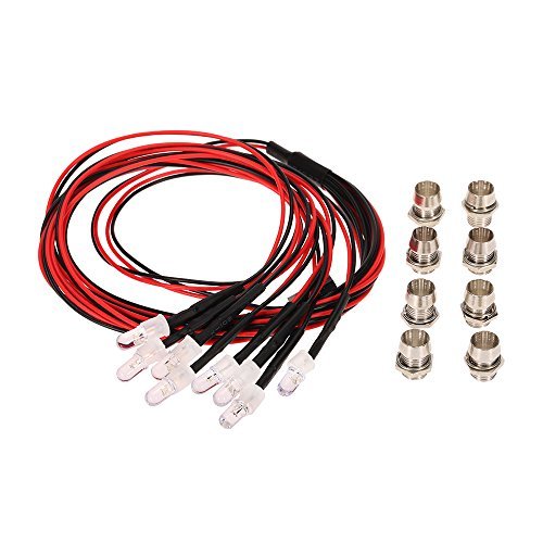 OGRC 8Pcs RC LED Light Kit Accessories RC Headlights/Taillight Kit Accessories for 1/10 1/8 Modes for Traxxas Tamiya ARRMA HSP Redcat Axial SCX10 RC Cars（2 White +2 Red +4 Yellow） | RC Light for Traxxas Tamiya ARRMA HSP Redcat Axial SCX10 1/10 RC Car (2 W