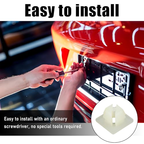 Povtii 50 PCS Nylon Screw Insert, Sturdy Nylon Screw Retainer for Mounting License Plate, Self-Tapping Nuts Insert Bracket Clip for Front & Back License Plates, Car Accessories - color: 50PCS