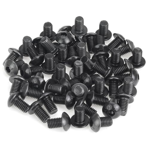 55 Pieces M5 x 8mm Button Head Socket Cap Screws, Thread Pitch 0.8mm, Sutemribor M5 Black Screws, 10.9 Grade Alloy Steel, Black Oxide Finish, Fully Threaded - size: M5 x 8mm, style: Button Head