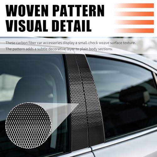 2PCS Car B Pillar Sticker Decal,Stylish Carbon Fiber Texture Car Pillar Decals for B-Column Protection,Waterproof Door Pillars Decals Kit Cars Exterior Accessories with Squeegee
