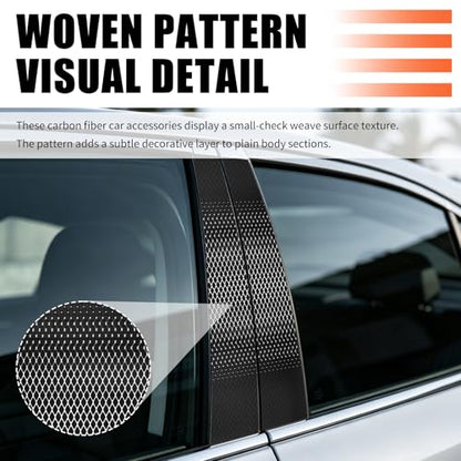 2PCS Car B Pillar Sticker Decal,Stylish Carbon Fiber Texture Car Pillar Decals for B-Column Protection,Waterproof Door Pillars Decals Kit Cars Exterior Accessories with Squeegee