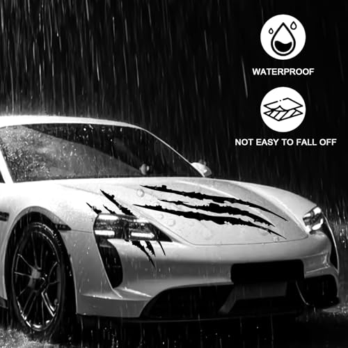 3-Pack Vinyl Claw Mark Decals | Hood, Headlight & Body Scratch Stripe Stickers for Car, Truck, SUV, Motorcycle(Black) - color: Black