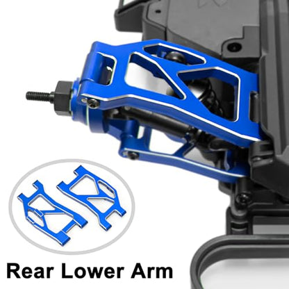Aluminum 1/16 Suspension Arms Front Rear and Upper Lower Suspension Arms | for Traxxas 1/16 Mini Slash 4X4 BL-2s 108164-1 RC Truck Upgrade, Blue - color: Blue