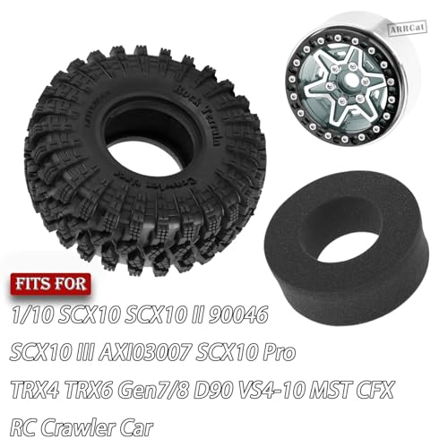 1.9 Wheels and Tires for 1/10 TRX4 TRX6 SCX10 SCX10 II 90046 SCX10 III AXI03007 SCX10 Pro Gen7/8 D90 VS4-10 MST CFX RC Crawler Car,Aluminium RC 1.9 Beadlock Wheels and Rubber Tires,Titanium - color: Titanium - (4pcs Wheels and Tires)