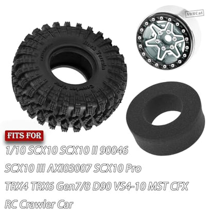 1.9 Wheels and Tires for 1/10 TRX4 TRX6 SCX10 SCX10 II 90046 SCX10 III AXI03007 SCX10 Pro Gen7/8 D90 VS4-10 MST CFX RC Crawler Car,Aluminium RC 1.9 Beadlock Wheels and Rubber Tires,Titanium - color: Titanium - (4pcs Wheels and Tires)