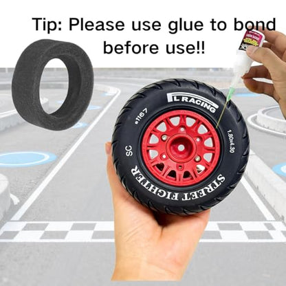 1/8 & 1/10 RC Short Course Truck Tires and Wheels Set 113mm Rubber Tyres 12mm 14mm 17mm Hex Compatible with Traxxas Slash Arrma Senton Tamiya TT02 On Road RC Car 4PCS