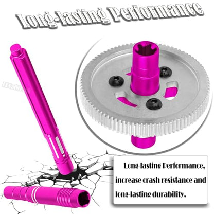 RC 91T Slipper Clutch 0.6 Pitch Gear w/(19T 21T 23T 25T) Pinions & Center Drive Shaft Upgrades Part for 1/10 Granite Senton Vorteks,1/8 Typhon,Pink