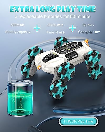Gesture Sensing Stunt Rc Cars, 2.4Ghz 8Wd Rechargeable Racing Drift Double-Sided Car, Hand Remote Control Crawler Toy for Boys 8 9 10 11 12 Year Old, Christmas Birthday Party Present for Kids - style: Car White