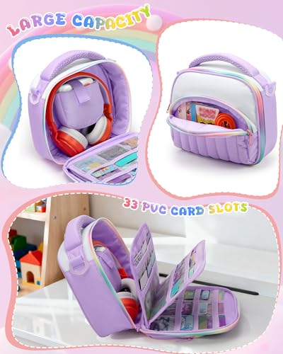 Marscamd Quilted Travel Case Compatible with Yoto Mini, with 33 Card Slots | Carrying Case Compatible with 2024 Yoto Mini, Headphone and Accessories, Purple - color: Purple