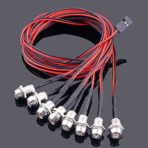 RC Car 8 LED Light Kit, Headlight Taillight for 1/10 1/8 RC Models Scx10 D90 TRX4 RC Car Truck Lighting (Red & White) - color: 8 LED Red White