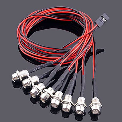 RC Car 8 LED Light Kit, Headlight Taillight for 1/10 1/8 RC Models Scx10 D90 TRX4 RC Car Truck Lighting (Red & White) - color: 8 LED Red White
