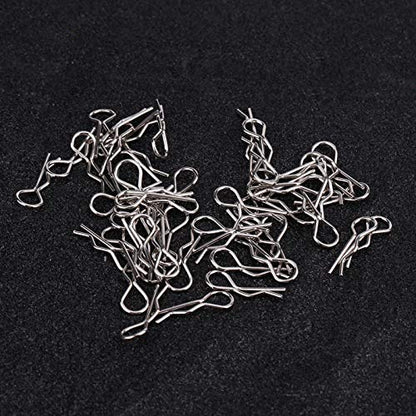 50PCS Stainless Steel RC Body Clips Pins, 1/10 1/12 1/16 Scale Metal RC Car Body Clip Pins for RC Car Truck Cler