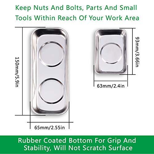 6-Piece Magnetic Tray Set (3.6" x 2.4" / 5.9" x 2.5" Square), Magnet Tool Trays Parts Holder, Best Gift for Men, Women, DIY Handyman, Woodworker, Father
