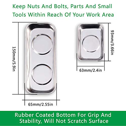6-Piece Magnetic Tray Set (3.6" x 2.4" / 5.9" x 2.5" Square), Magnet Tool Trays Parts Holder, Best Gift for Men, Women, DIY Handyman, Woodworker, Father
