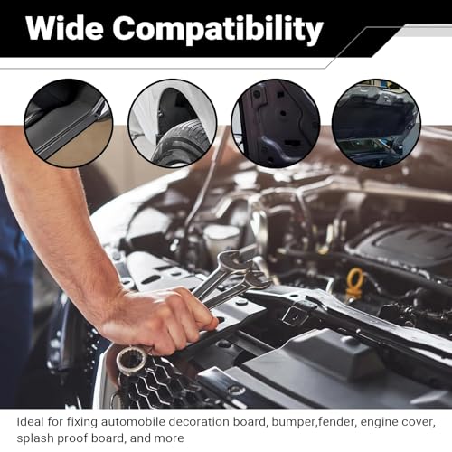 100 PCS Car Body Screws and Bolts, Splash Shield Retainer U-Nuts Kit, Bumper Fender Screws Bolts Set, Universal Engine Chassis Nut/Body Clamp, for Most Cars (Black)
