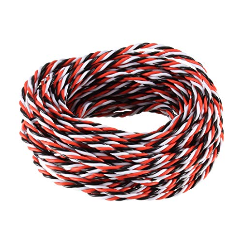 uxcell 28FT/8.5Meters 28AWG Servo Wire 3Pin Line Twist Extension Cable 30 Core Black/Red/White