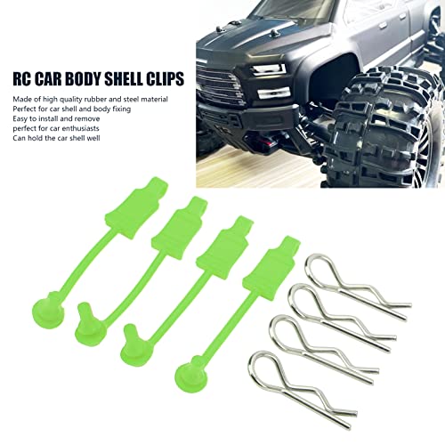 4 Set Car Clip Retainer Rc Car Body Shell Clip Retainers Steel Rubber Clips W Pull Tabs R Pins Universal Shell Replacement Parts for Remote Control Car Upgrade Part (Green) - color: Green