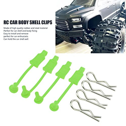 4 Set Car Clip Retainer Rc Car Body Shell Clip Retainers Steel Rubber Clips W Pull Tabs R Pins Universal Shell Replacement Parts for Remote Control Car Upgrade Part (Green) - color: Green