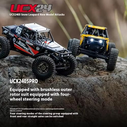 1/24 RC Crawler Car UDI RC UCX2405PRO 4wd Mini Climb Racing Brushless Motor 4 Wheel Steering 3 Speed Transmission RTR Toy (Yellow) - color: Yellow