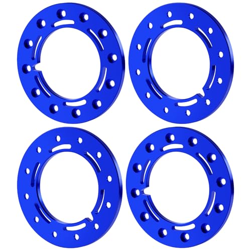 Aluminum 1.55inch Beadlock Ring 1Set/4PCS for AXIAL UTB18 D90 TF2 CC01 AX90069 MST JIMNY 1/10 RC Crawler Truck Car Wheels (Blue) - color: Blue