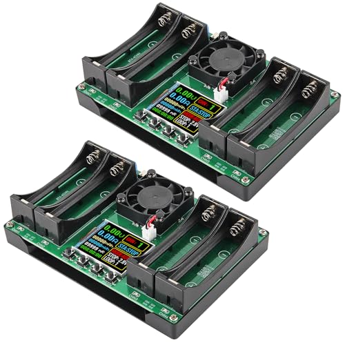 2Pcs 4-Channel 18650 Battery Capacity Tester, Automatic Charge Discharge Module with Internal Resistance Test for Flat Top Batteries, Type-C Powered Lithium Battery Analyzer - size: 2pcs 4 channel