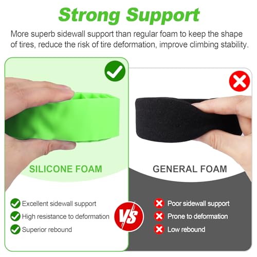 2.2" Crawler Tire Inserts, 4-Pack — Soft Silicone Rubber, Fits 132–134 mm (5.25" OD), 125×45 mm — Waterproof, Firm Sidewall Control, Rock/Trail Traction Boost (Green) - color: Green