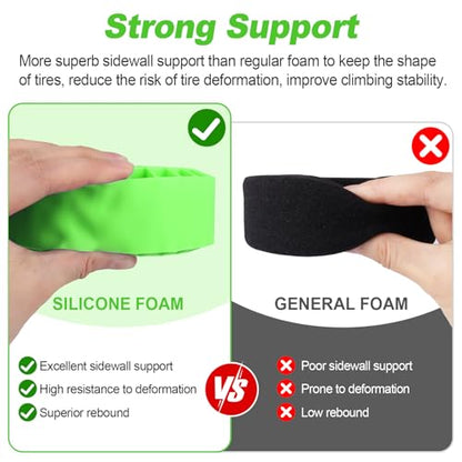 2.2" Crawler Tire Inserts, 4-Pack — Soft Silicone Rubber, Fits 132–134 mm (5.25" OD), 125×45 mm — Waterproof, Firm Sidewall Control, Rock/Trail Traction Boost (Green) - color: Green