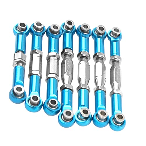 Metal 144001 Steering Linkage Turnbuckles Rod Camber Links Tie Rods Pull Rod Compatible with Wltoys 144001 124019 124018 1/14 RC Car Buggy (Blue)