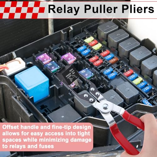 BFXM Relay Puller Pliers, Fuse Puller Tool for Car | Fuse Removal Tool, Relay Puller, Electrical Disconnect Pliers, Automotive Tools for Removing Relays Fuse on Vehicles