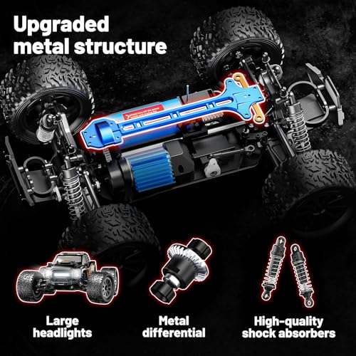 RC Cars 1:16 Scale 4WD RC Car, Fast Off-Road RC Monster Truck 36KPH, 2.4G Carros de Control Remoto 4x4 with 2 1500 mAH Rechargeable Batteries, Remote Control Car Wltoys NO.164018