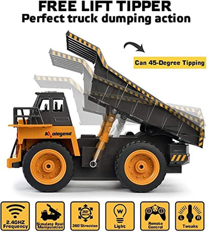 kolegend Remote Control Dump Truck RC Truck Construction Vehicle Truck Toys with Rechargeable Battery for Toddlers Kids Boys and Girls - style: Dump Truck