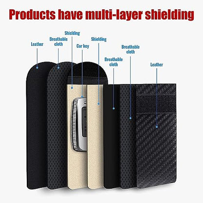 Kewucn 2 Pack Faraday Bag for Key Fob, RFID Signal Blocking Key Fob Protector and Anti-Hacking Faraday Cage, Carbon Fiber Anti-Theft Car Keys Faraday Pouch, Premium Car Key Safe Protector (Small) - size: Small (3.15×5.12 inches)