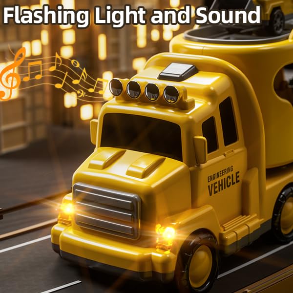 JUKUDAHU 7 Construction Truck Toys Sets for 3 4 5 6 Years Old Boys - Engineering Cars for Kids, Boys Toys Vehicles for Kids, Gift Toys for Ages 2-4 - style: 7 IN 1 Construction Truck