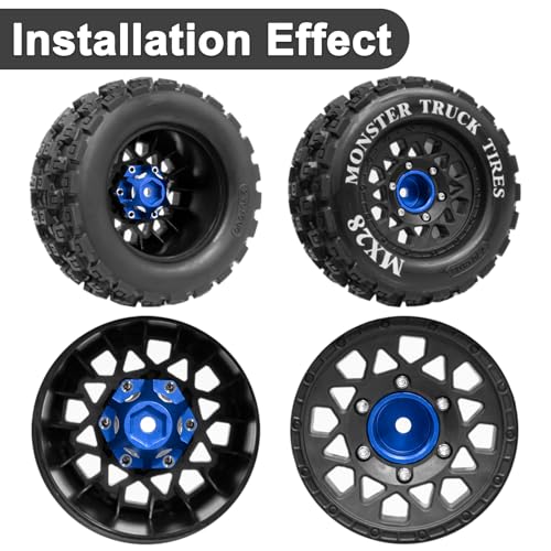 Hex Adapters for 1/10 Pro-Line Racing 6x30 to 12mm PRO633701 PL28 MX28 | 17.5mm Thickness, Aluminum Wheel Hex Hub Adapter Upgrade Parts, Blue - color: Blue 12mm
