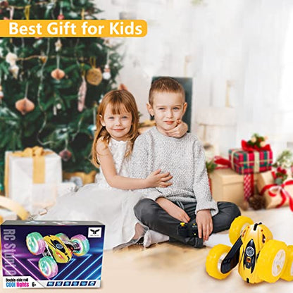 FREE TO FLY Remote Control Car for Boys 6-12: Kids Rc Stunt Car 2.4GHz Fast Race Car with Lights 4WD 360°Rotating RC Cars Toy Gifts Presents for Boys Girls Age 6 7 8 9 10 11 Year Old Yellow - color: Big Yellow