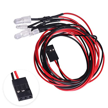 4 LEDs LED Light Headlights Taillight Kit Compatible with 1/8 1/10 Traxxas Arrma Redcat HSP Tamiya Axial SCX10 Losi RC Car Truck Tank Crawler Body Shell, 5 mm White & 3 mm Red Bulb
