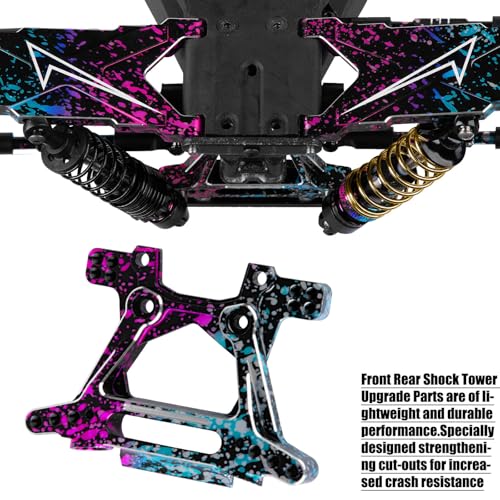 RC Upgrades Part for 1/10 Slash 4X4 BLX,Aluminum Front Rear Shock Tower Shock Mounts & Steering Bellcranks Servo Saver & Body Posts Mount Shell Column Fixing Bracket Hops Up,Colour - color: Colour(3 Set)