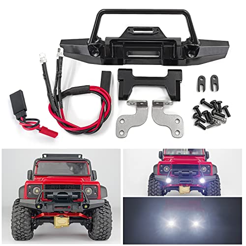 SWX Metal Front Bumper w/LED for TRX4M Defender 1/18 | Metal Front Bumper, LED Lights, TRX4M, Defender, 1/18 Crawler - size: Front