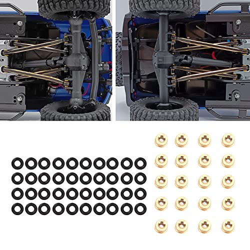 20PCS Brass Shock Damper Ball Head Set, RC Rod Ends Ball with 40 Rubber O Rings RC Crawler Suspension Link Ball Joint Replacement Parts for 1/24 SCX24RC Car Upgrade
