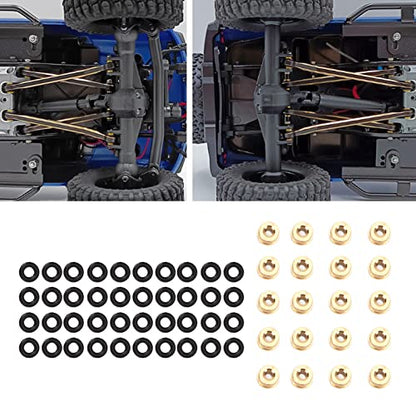 20PCS Brass Shock Damper Ball Head Set, RC Rod Ends Ball with 40 Rubber O Rings RC Crawler Suspension Link Ball Joint Replacement Parts for 1/24 SCX24RC Car Upgrade