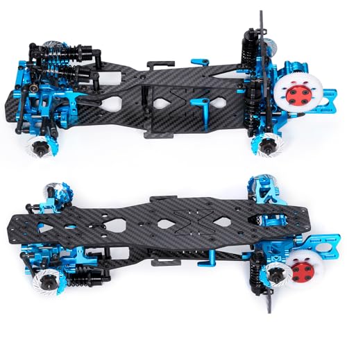 MORLORDY Aluminum & Carbon Fiber RC Chassis Frame Body Kit for 1/10 D5/ D5MINI+SR RC Drift Racing Car, with 4Pcs Wheels Tires Set & Shocks & Accessories (D5MINI+SR) - style: D5MINI+SR